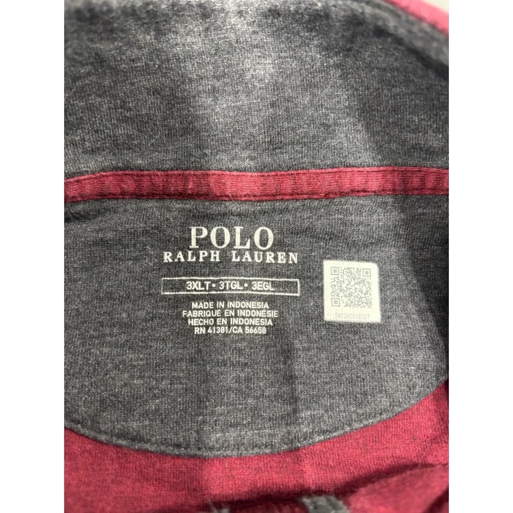 Polo Ralph Lauren Mens 3XLT Big & Tall Burgundy Red Quarter Zip Pullover Sweater